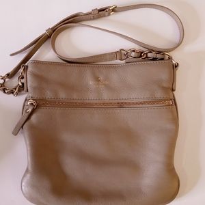 Kate Spade Gray Pebble Leather Shoulder Bag -Silver Chain  Leather strap